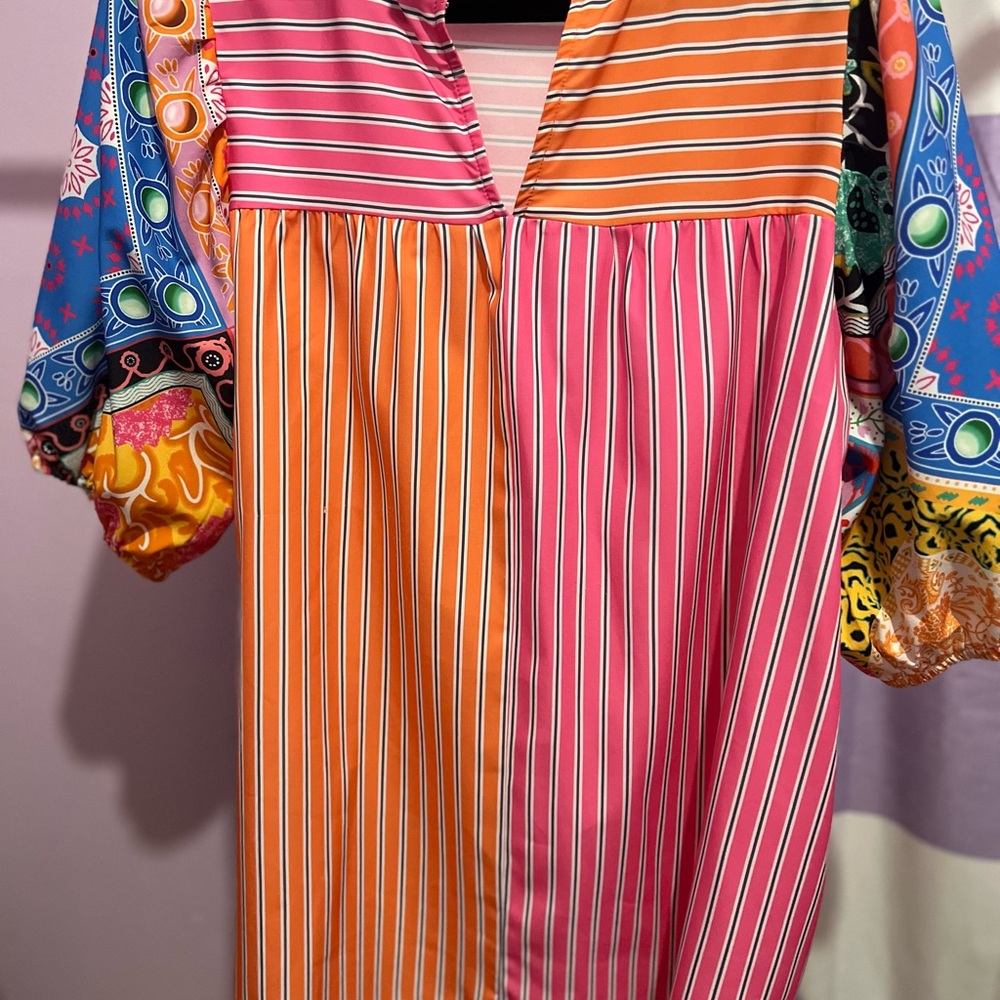 Colorful Striped and Patterned Top
